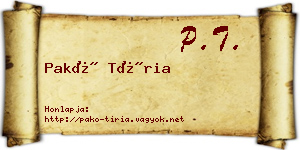 Pakó Tíria névjegykártya